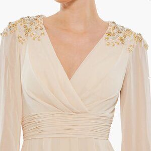 NWT - Mac Duggal Sz14 Deep Ivory w/shoulder embellishments and blouson sleeves